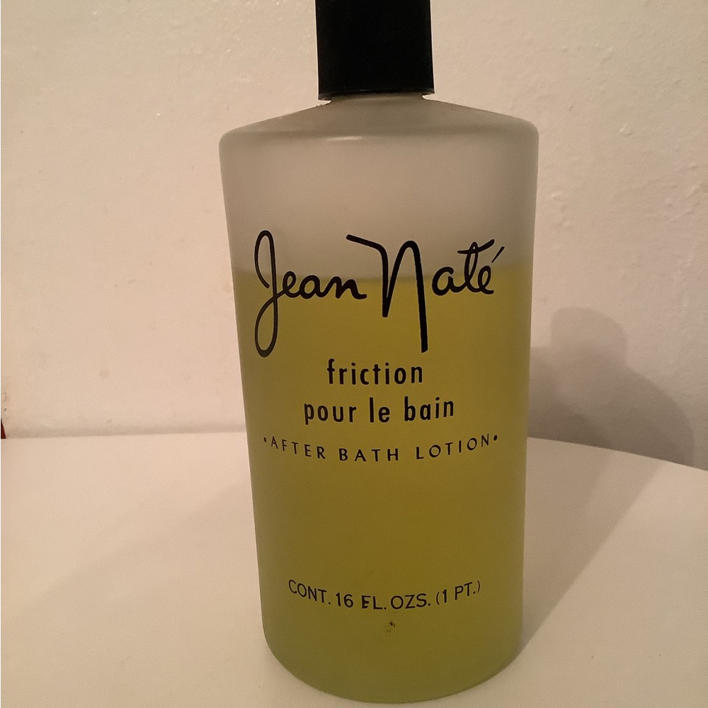 Vtg jean Nate friction pour le Bain after bath body lotion glass bottle 1 pint